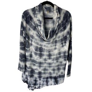 XCVI Women's Black & White Tie Dye Cowl Neck Long Sleeve Top Size M